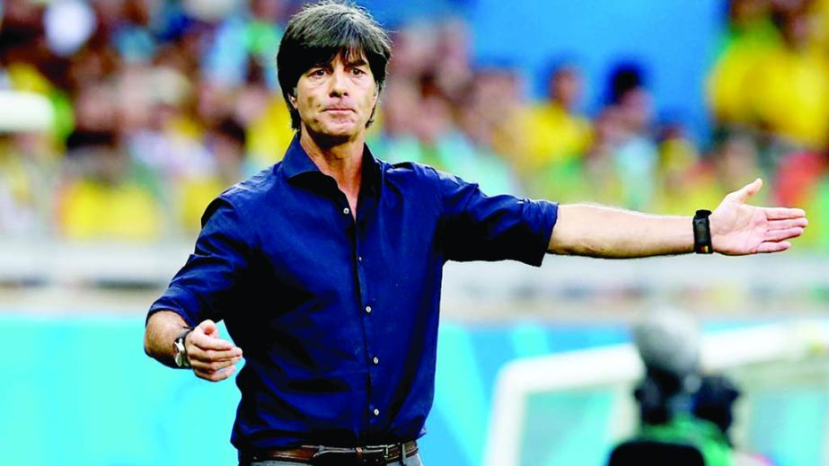 Head coach Joachim Loew of Germany reacts during the 2014 FIFA World Cup Brazil Semi Final match between Brazil and Germany at Estadio Mineirao in Belo Horizonte, Brazil on Tuesday.