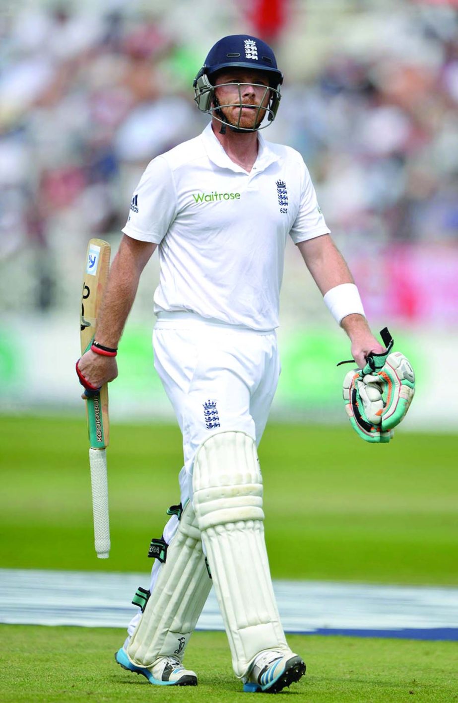 Ian Bell leaves the field after edging behind on the 3rd day of 1st Investec Test between England and India at Trent Bridge on Friday.