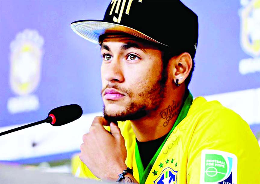 Neymar speaks during a press conference in Teresopolis, Brazil on Thursday.