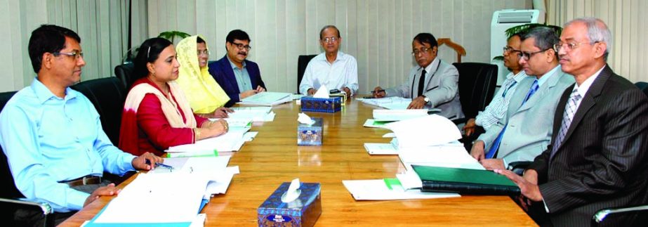 Alauddin A Majid, Chairman of BASIC Bank presiding over the meeting of the reorganized Board of Directors at its head office on Monday. Directors, Begum Parag, Hasan Mahmood, Begum Raihana Aneesa Yusuf Ali and Md Mamun-Al-Rashid were present.