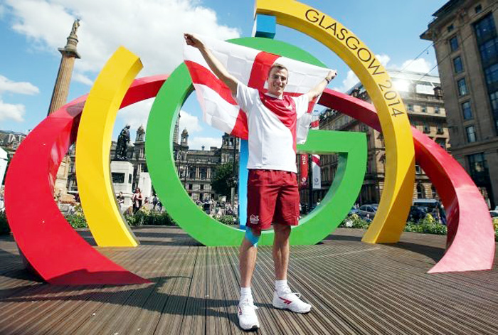 England's Commonwealth Games flag bearer Nick Matthew stands in George Square after the Flag bearer announcement at England House in Glasgow.