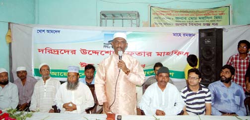 Panel Mayor Chowdhury Hasan Mohammad Hasni speaking as Chief Guest at an iftar party hosted for street children in Chittagong yesterday.