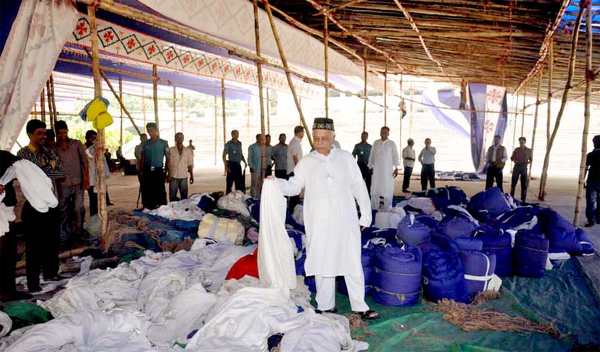 CCC Mayor Alhaj M Monzoor Alam visiting preparations of Eid Jamat venues in Chittagong city yesterday.