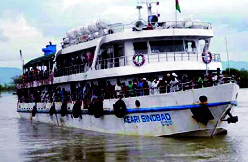 A passenger steamer of Bangladesh Inland Water Transport Corporation (BIWTC) which got stranded at Saint Martin's Island in Cox's Bazar with tourists now waiting to return to Teknaf on Monday.