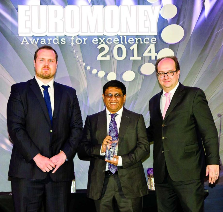 Sohail RK Hussain, Managing Director & CEO of City Bank, receiving "Best Bank in Bangladesh" award from a financial publication Euromoney's Awards for Excellence 2014 in Hong Kong recently.
