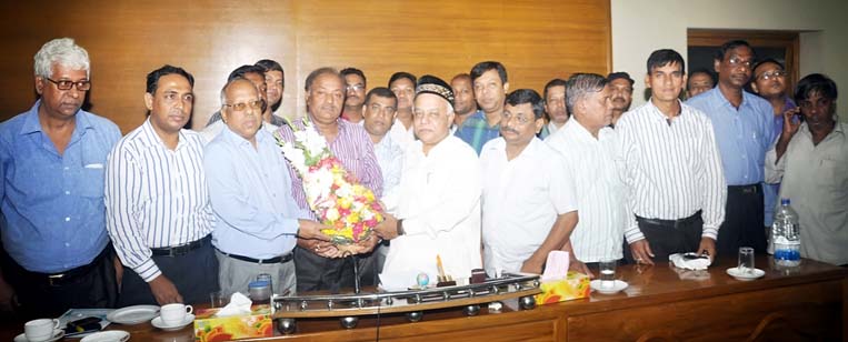 Newly-elected office-bearers of Sree Sree Janmastumi Udjapan committee greeted CCC Mayor M Monzoor Alam yesterday.