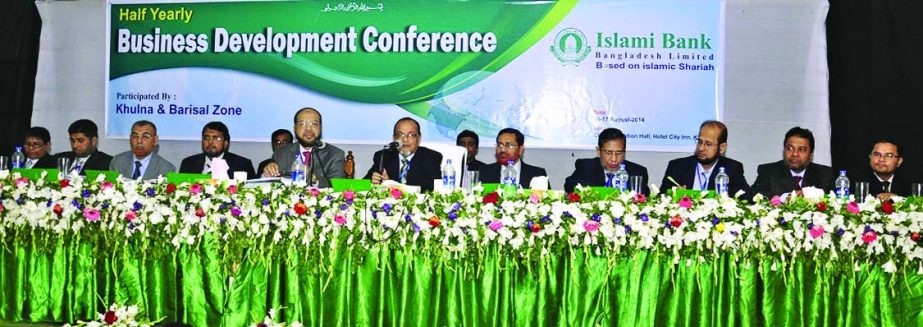 Mohammad Abdul Mannan, Managing Director of Islami Bank Bangladesh Limited, presiding over the "Half Yearly Business Development Conference" of Khulna and Barisal Zones of the bank at a Khulna hotel on Sunday.