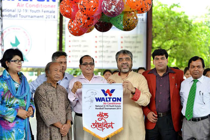 State Minister for Youth and Sports Biren Sikder inaugurating the Walton Air Conditioner National (U-19) Youth Female Handball Tournament by releasing the balloons as the chief guest at the Shaheed (Captain) M Mansur Ali National Handball Stadium on Wedne