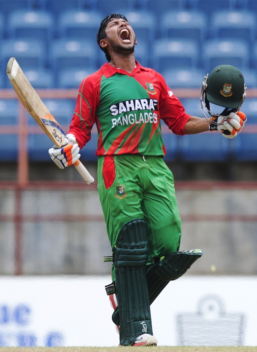 Anamul Haque celebrated his hundred with a primal scream during the 1st ODI between West Indies and Bangladesh at St George's on Wednesday.