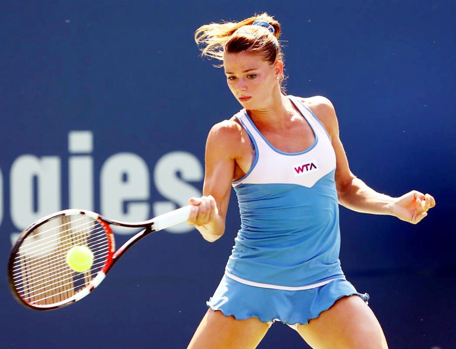 Italy's Camila Giorgi during her Connecticut Open match against Caroline Wozniacki in New Haven, Connecticut on Wednesday.