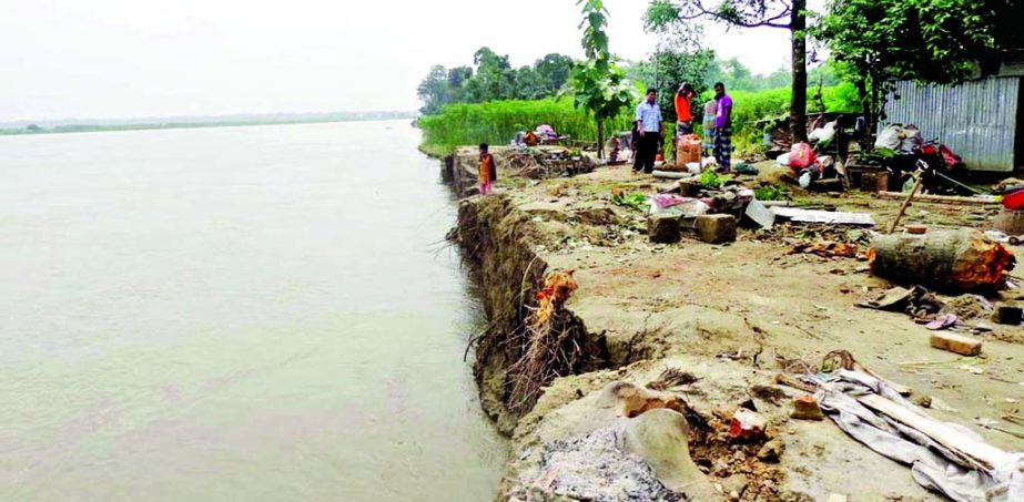 Naubhanga and Kalurchar, the two villages adjacent to Jamalpur town face serious threat of total extinction due to massive erosion in River Brahmaputra.