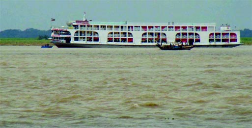 A launch 'MV Sattar Khan-1 heading towards Patuakhali ran aground after hitting an underwater shoal (landmass accumulated for silt deposition) in the Meghna River at Gazipur Char in Haimchar Upazila on Friday night. Banglar Chokh
