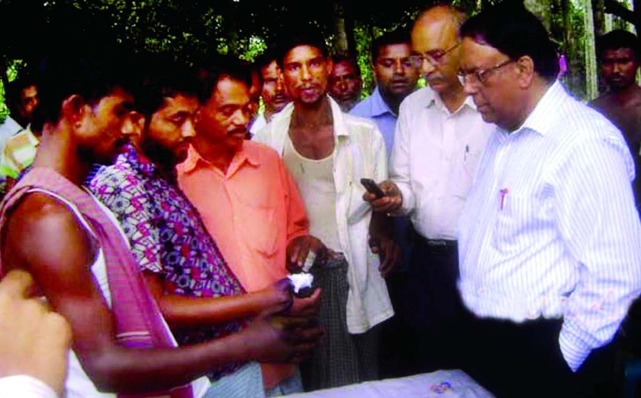 Doctor on Monday identifying Anthrax affected patients of Ambaria village of Madhupur upazila in Tangail.