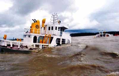 Lighter ship capsizes in Meghna (file photo)