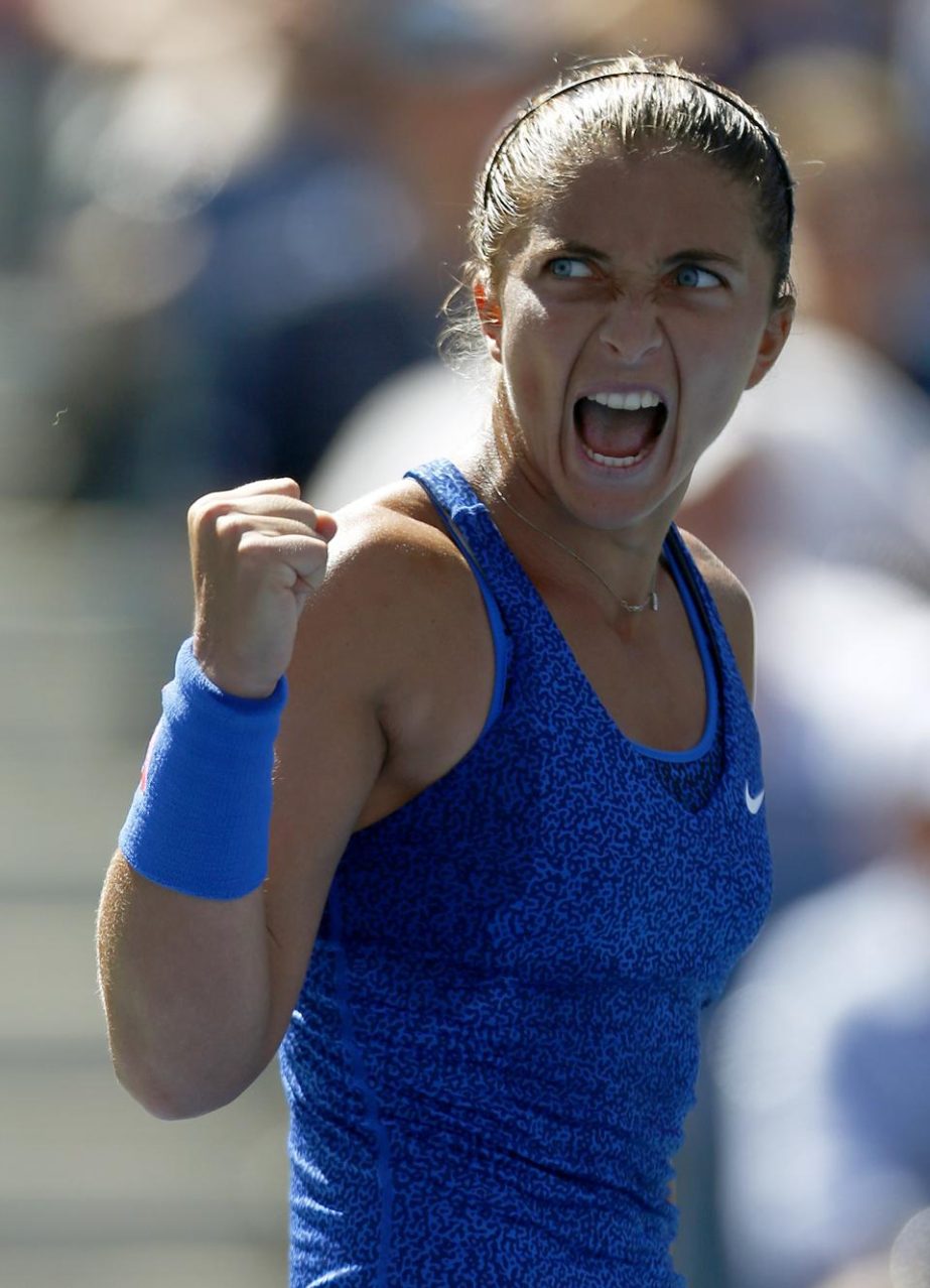 Sara Errani of Italy reacts after a point against Venus Williams of the United States during the third round of the 2014 US Open tennis tournament on Friday.