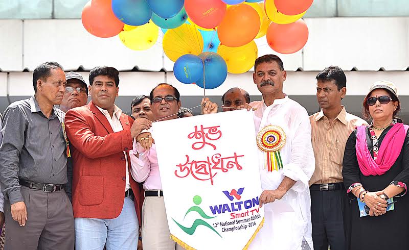 State Minister for Youth and Sports Sri Biren Sikder inaugurating the two-day National Summer Athletics competition at the Bangabandhu National Stadium on Sunday.