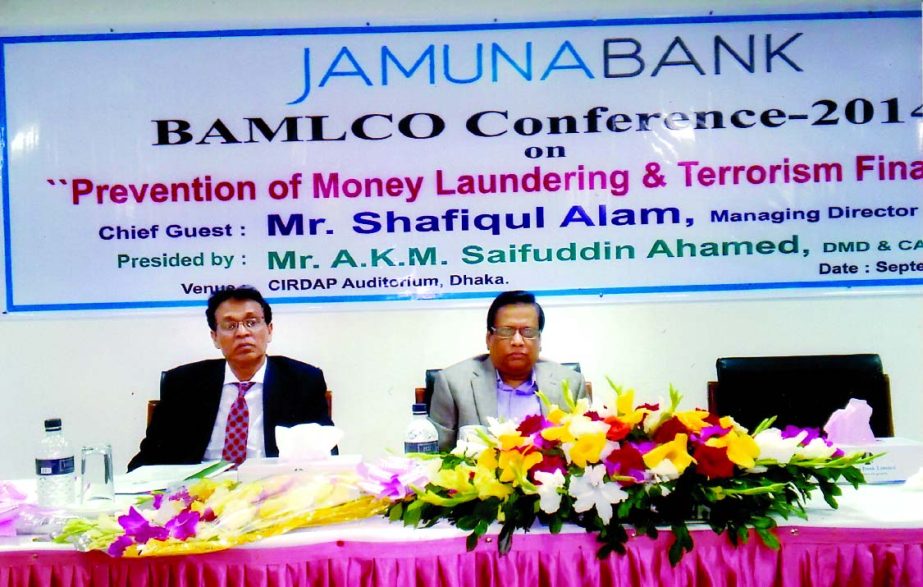 Shafiqul Alam, Managing Director of Jamuna Bank Limited, inaugurating a workshop on "Prevention of Money Laundering & Terrorism Financing" organized by the bank at CIRDAP Auditorium in the city recently. AKMM Saifuddin Ahamed, Deputy Managing Director o