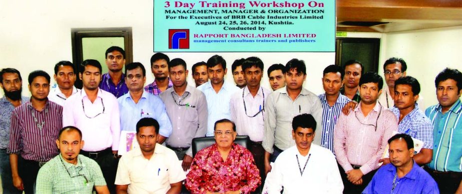 Dr M Mosharraf Hossain, Chairman and Managing Director of Rapport Bangladesh Limited, conducting a three-day training course on "Managemant, Manager and Organisation" at BRB Cable's conference room in Kushtia recently.