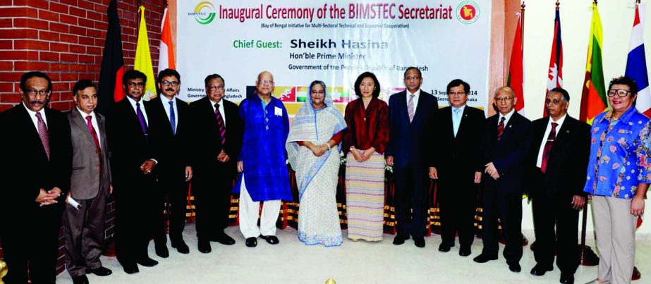 Prime Minister Sheikh Hasina at a photo session with the ministers, ambassadors, state ministers and secretaries at the inauguration of permanent secretariat of the Bay of Bengal Initiative for Multi-Sectoral Technical and Economic Cooperation (BIMSTEC) i