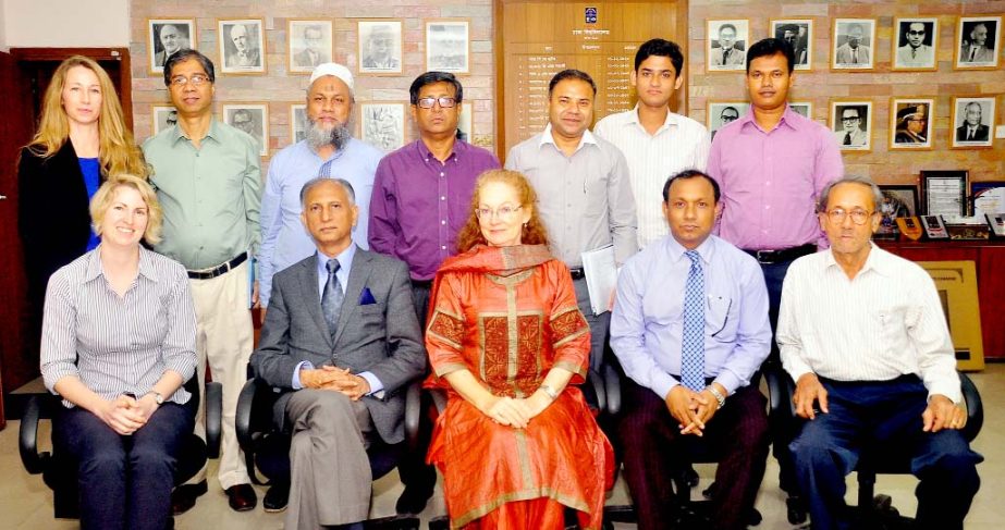 Dhaka University Vice-Chancellor Prof Dr AAMS Arefin Siddique is seen with a delegation from the Asia Foundation at his office on Monday.