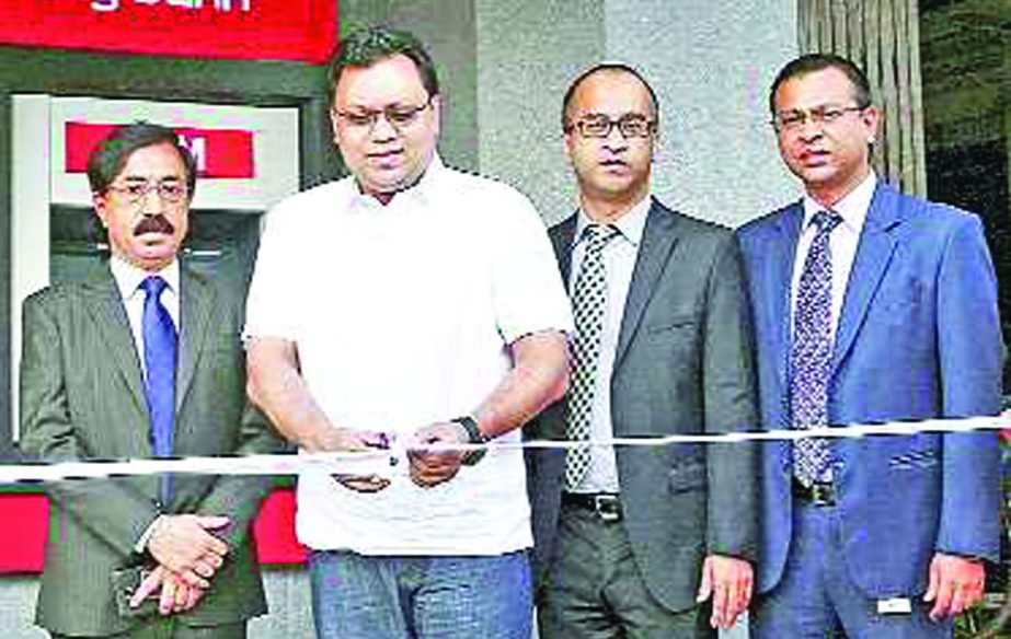 Rubel Aziz, Chairman of City Bank Limited, inaugurating country's first walk-up ATM at Banani Kamal Ataturk Avenue in the city recently.