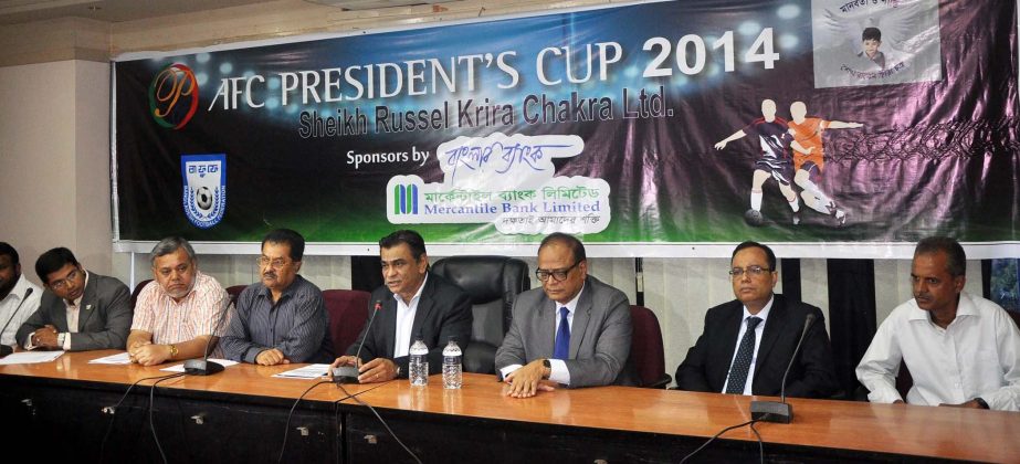 President of Bangladesh Football Federation Kazi Salahuddin addressing a press conference at the conference room of Bangladesh Football Federation House on Wednesday.