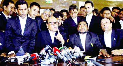 Senior Lawyer Khandker Mahbub Hossain giving his reaction soon after the verdict of Jamaat leader Delawar Hossain Sayedee on Wednesday.