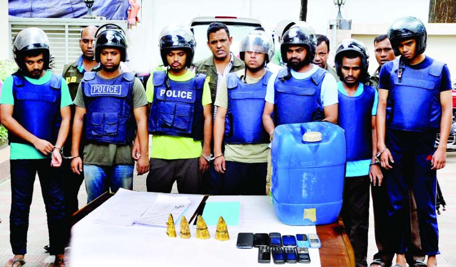 DB police arrested banned JMB Acting Ameer and his six associates in Ashulia and also seized some jihadi books and other materials from their possessions on Friday.