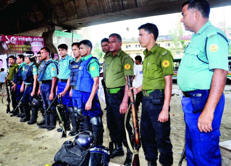 Police were deployed at key-points of the city as part of security steps in view of Sunday's hartal called by Jamaat.