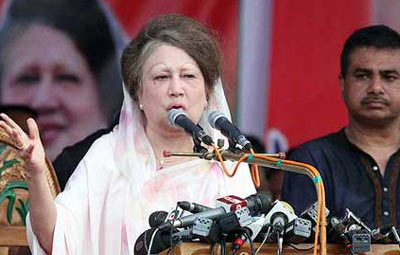 BNP Chairperson Khaleda Zia addresses the rally