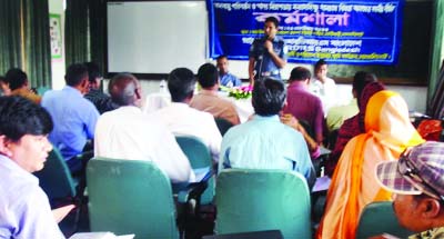 LALMONIRHAT: T M Mozahedul Islam, SP, Lalmonirhat speaking at a workshop on cultivation of flood tolerance rice as Chief Guest organised by RDRS Bangladesh on Wednesday.