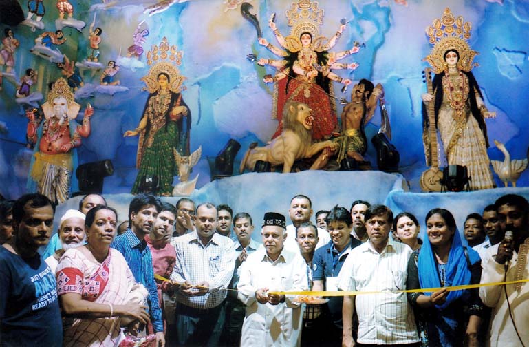 CCC Mayor M Monzoor Alam inaugurating a puja mandap in Chittagong city yesterday.