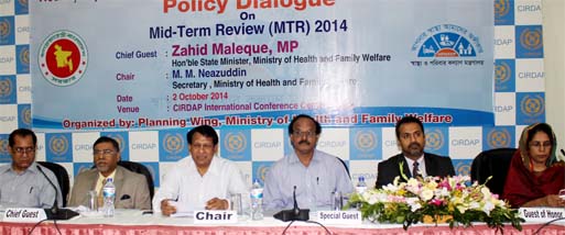 State Minister for Health and Family Welfare Zahid Maleque speaking at a discussion on Health, Population and Nutrition Sector Development Programme at CIRDAP auditorium on Thursday.