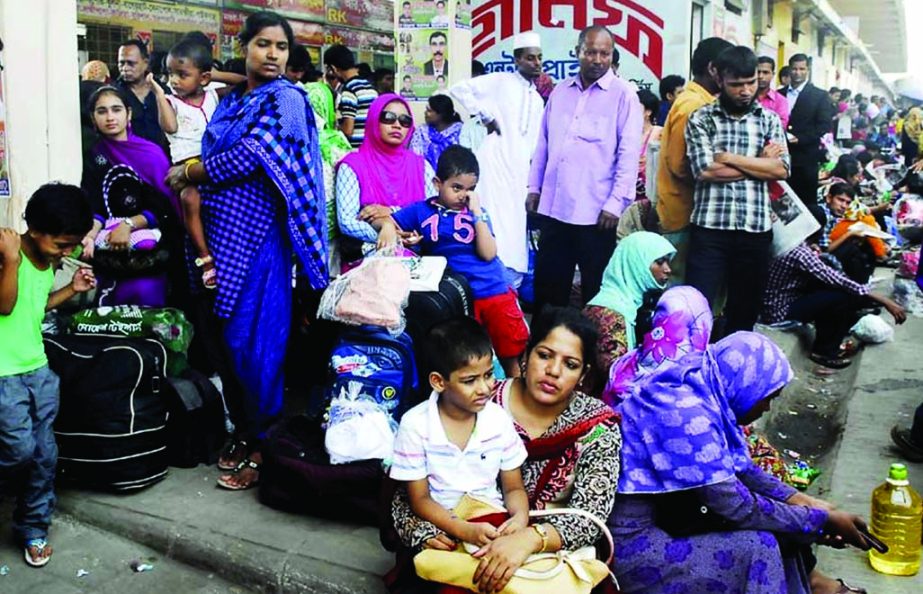 Home-goers thronged at the city's Gabtali bus terminal on Friday to celebrate holy Eid-ul-Azha with their near and dear ones at village home.