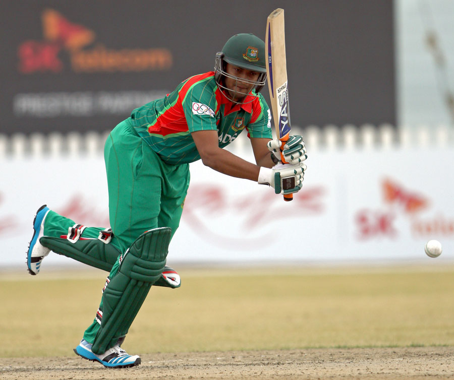 Shakib Al Hasan top-scored for Bangladesh with 46 off 37 balls against Hong Kong in 3rd-place playoff match of Asian Games men's cricket competition in Incheon on Friday.