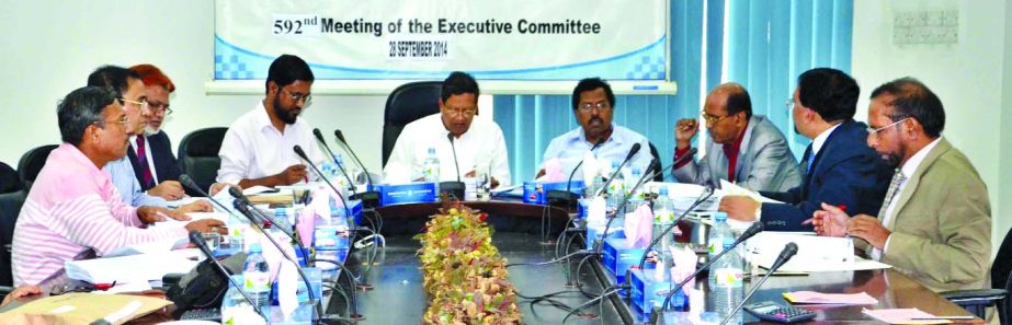 Akkasuddin Mollah, Chairman of Executive Committee of Shahjalal Islami Bank Limited, presiding over the 592nd EC meeting at its head office recently.