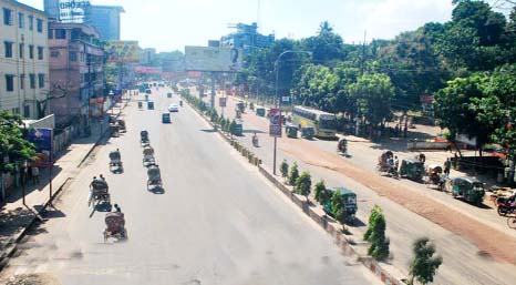 Chittagong city streets are almost vacant as Eid mood still persists . This picture was taken yesterday.