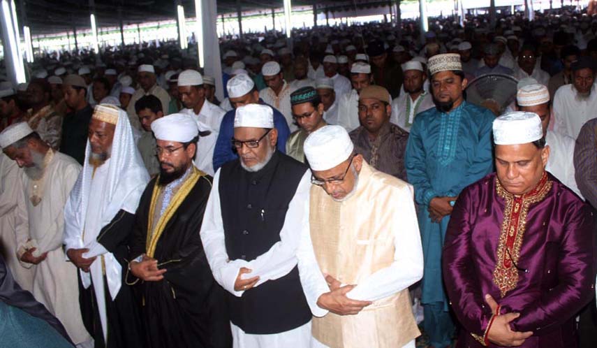 People from all walks of life offering Eid-ul-Azha prayers at the National Eidgah Ground in the city on Monday.