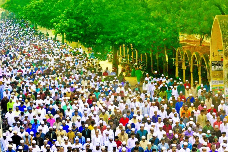 Thousands of people joined Eid-ul-Azha congregation at Baitul Mukarram National Mosque on Monday.