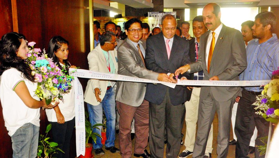 Indian High Commissioner Pankaj Saran inaugurating a two-day long 'Denims & Jeans Expo' in a city's hotel on Wednesday. BGMEA President M Atiqul Islam, BKMEA President AKM Salim Osman, MP, and BTMA President Jahangir Alamin were present as special gues