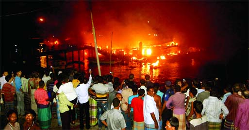 A devastating fire broke out in the floating restaurant Mary Anderson at Pagla Ghat area of Narayanganj on Wednesday night.