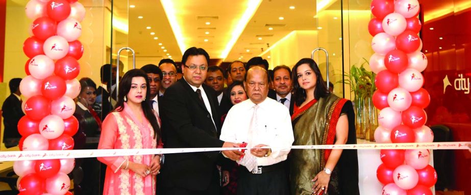 Rubel Aziz, Chairman of City Bank Limited, inaugurating 106th branch at Jamuna Future Park in the city on Friday. Directors Deen Mohammad, Aziz Al Mahmood, Tabassum Kaiser, Syeda Shaireen Aziz and Managing Director Sohail RK Hussain were present.