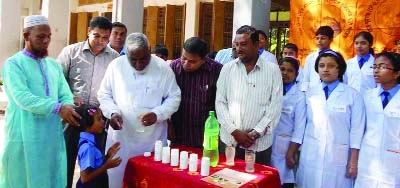 DUPCHANCHIA(Bogra): Abdul Goni Mondal, Dupchanchia Upazila Chairman inaugurating the Nation Warm Control Week at Model Primary School premises on Sunday.