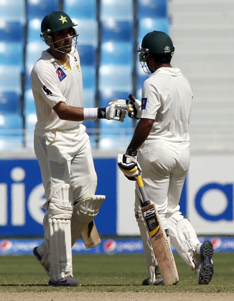 Misbah-ul-Haq and Asad Shafiq added 93 for the fifth wicket partnership on the 2nd day in the 1st Test between Pakistan and Australia in Dubai on Thursday.