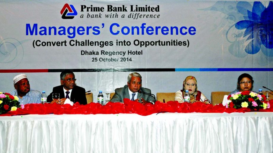 Azam J Chowdhury, Chairman of the Board of Directors of Prime Bank Limited, inaugurating 'Managers' Conference' of the bank at a city hotel on Saturday. Acting Managing Director Ahmed Kamal Khan Chowdhury presided.