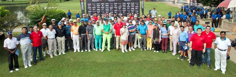 The participants of the Turkish Airlines World Cup Golf Qualifiers pose for a photograph at the Kurmitola Golf Club in the city recently.