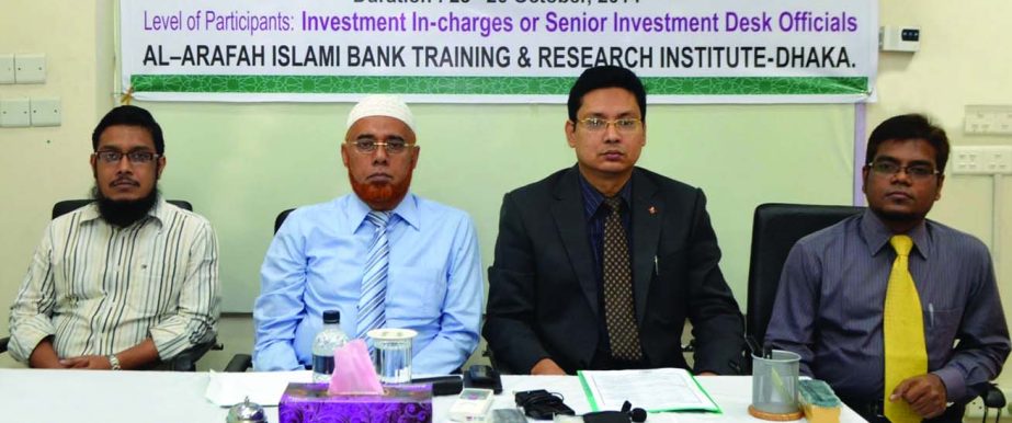 Abed Ahmed Khan, Senior Vice President of Al-Arafah Islami Bank Limited, inaugurating a workshop on "Functions & Responsibilities of InvestmentSMEAgricultural Desk Officials (Batch-III)" at its training institute recently. Principal of the institute