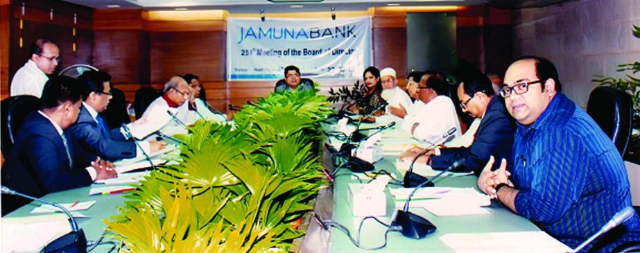 Shaheen Mahmud, Chairman of the Board of Directors of Jamuna Bank Limited, presiding over 251st board meeting in the city recently.