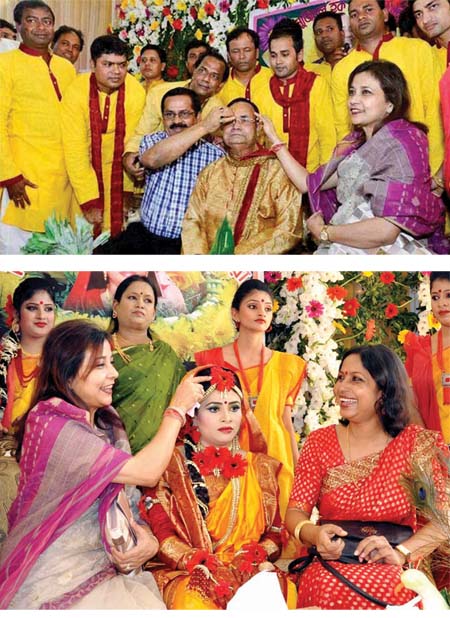 Gaye Halud for Railway Minister and bridegroom Mazibul Haque (Top) and bride Honufa Akhter Rikta (Bottom) was held on Wednesday at the Convention House of Sangsad Bhaban and Khamarbari Krishibid Institution in the city respectively.