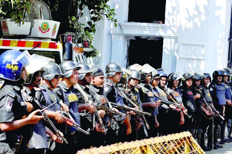 Strict security measures have been taken around the ICT-1 Court following the verdict of Matiur Rahman Nizami on Wednesday.